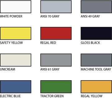 Steel Powder Coating Color Options - Evergreen Machine - Portland OR